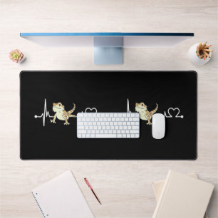 Bearded Dragon Heartbeat Funny Animal Desk Mat