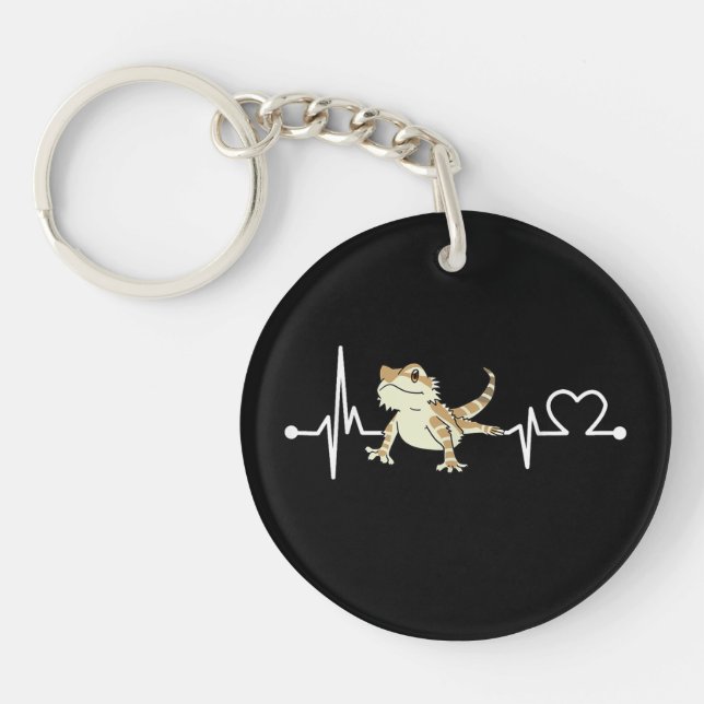 Bearded Dragon Heartbeat Funny Animal Key Ring (Front)