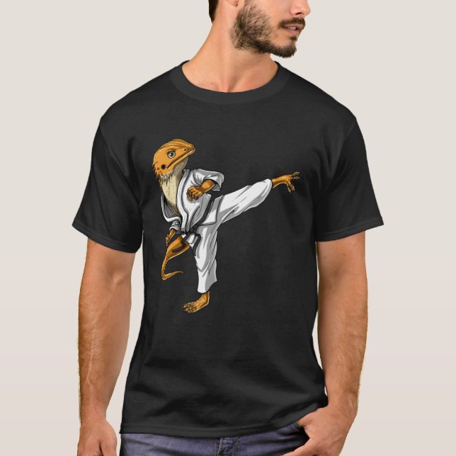 Bearded Dragon Karate Ninja Beardie Reptile Lizard T-Shirt (Front)