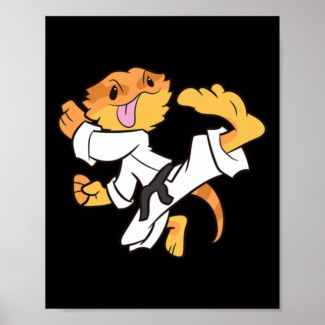 Bearded Dragon Karate Samurai Lizard Bearded Drago Poster (Front)