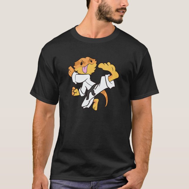 Bearded Dragon Karate Samurai Lizard Bearded Drago T-Shirt (Front)
