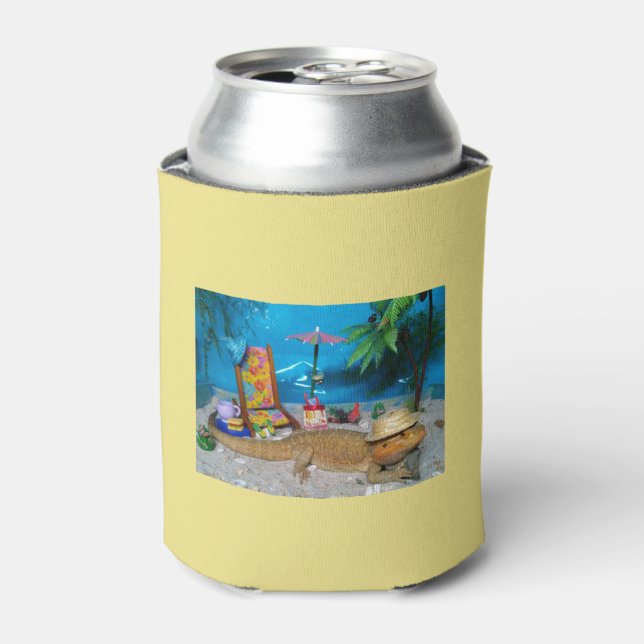 Bearded Dragon "Life's a Beach" Beer Cosy Can Cooler (Can Front)