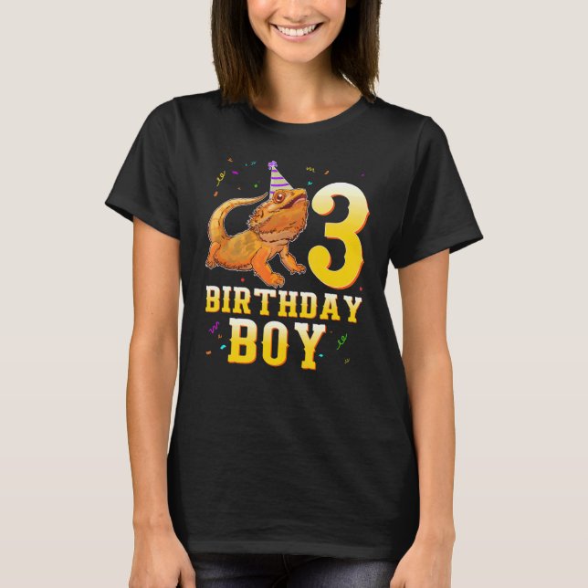 Bearded Dragon Lizard 3rd Birthday  3 Year Old Boy T-Shirt (Front)
