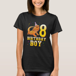 Bearded Dragon Lizard 8th Birthday 8 Year Old Boy T-Shirt