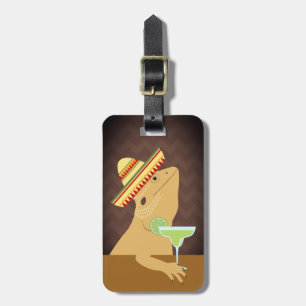 Bearded Dragon Lizard Drinking Margarita Bag Tag