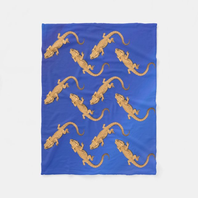Bearded Dragon Lizard Fleece Blanket Throw (Front)