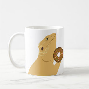 Bearded Dragon Lizard Holding Doughnut Coffee Mug