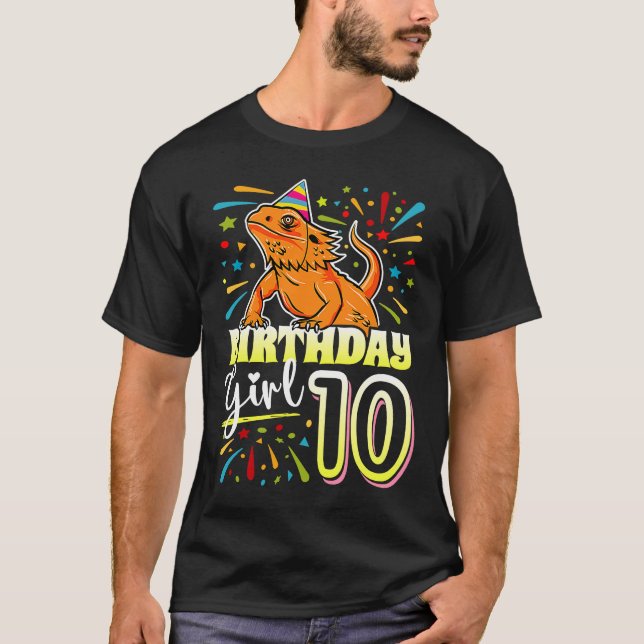 Bearded Dragon Lizard Kids 10th Birthday  10 Year  T-Shirt (Front)