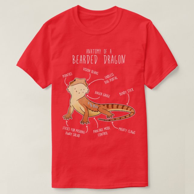 Bearded Dragon Lizard Reptile Anatomy 4 T-Shirt (Design Front)