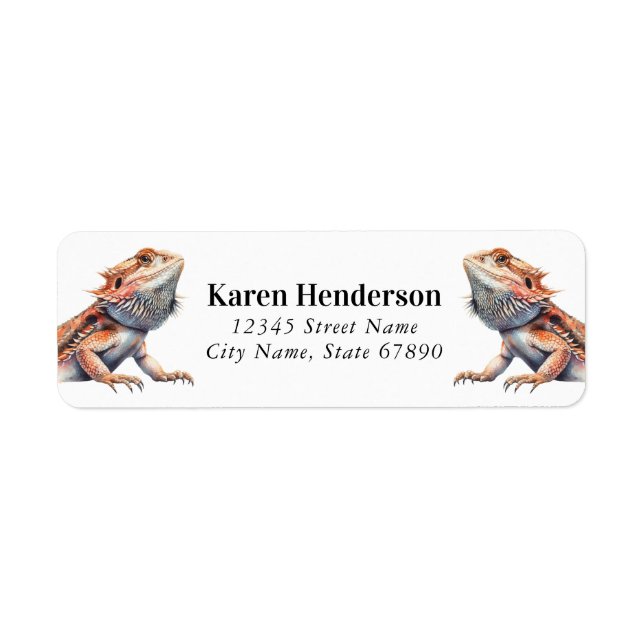 Bearded Dragon Lizard Return Address Labels (Front)