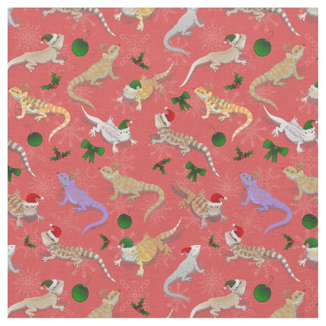 Bearded Dragon Morph Holiday Red Fabric (Close Up)