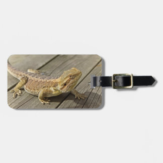 Bearded Dragon on some Wood Luggage Tag