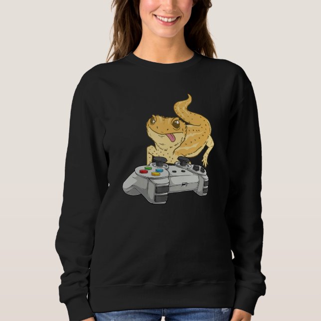 Bearded Dragon Playing Video Game  Reptile Lizard  Sweatshirt (Front)
