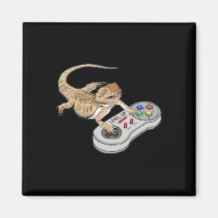 Bearded Dragon Playing Video Game Reptiles Pagona Magnet