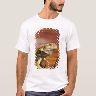 Bearded dragon (Pogona Vitticeps) on branch, T-Shirt