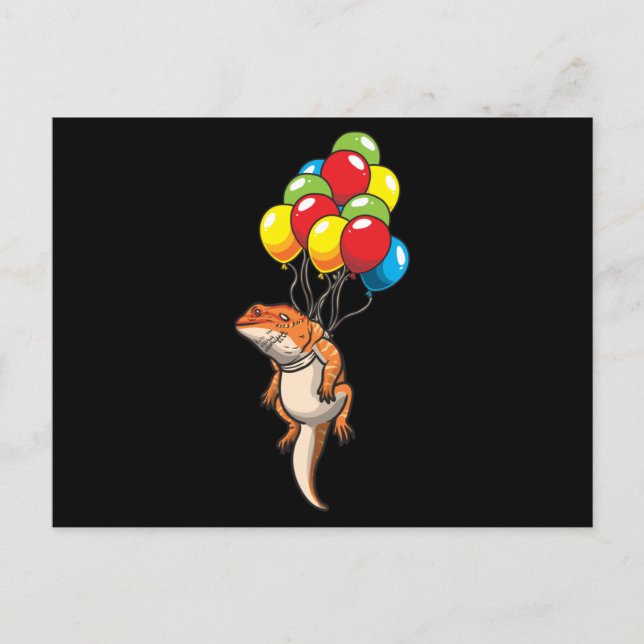 Bearded Dragon Pogona with ballons Postcard (Front)
