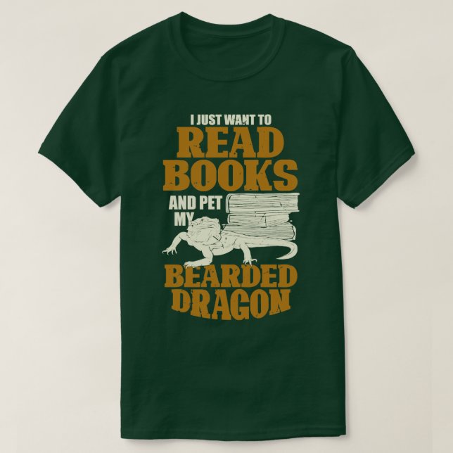 Bearded Dragon Reading Lover Gift  T-Shirt (Design Front)