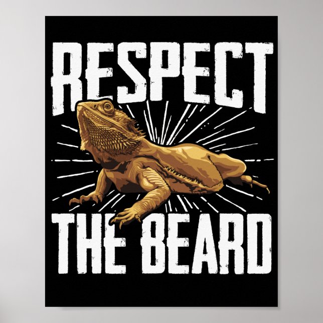 Bearded Dragon  Respect The Beard  Reptiles Poster (Front)