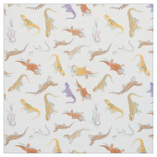 Bearded Dragon Scatter Pattern Transparent Fabric