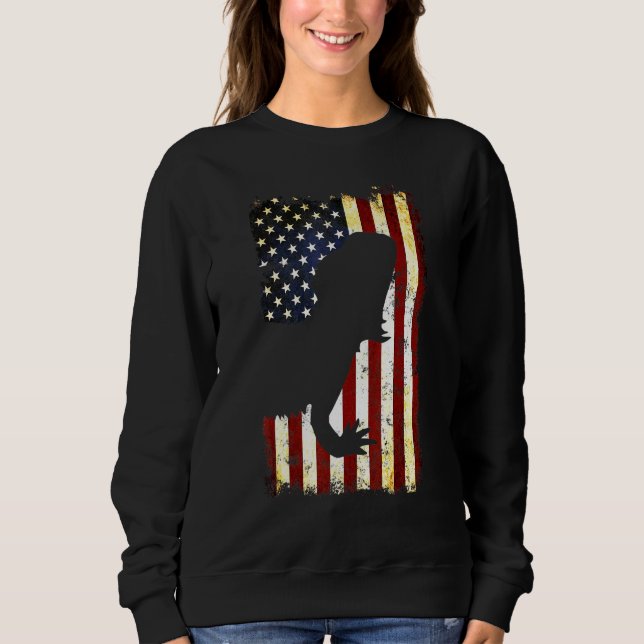 Bearded Dragon Silhouette American Flag 4th Of Jul Sweatshirt (Front)