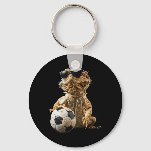 Bearded Dragon Soccer  Key Ring (Front)