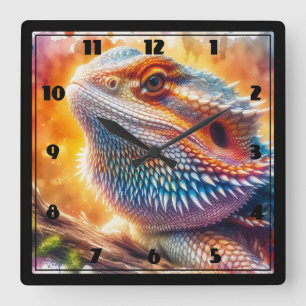 Bearded Dragon Square Wall Clock