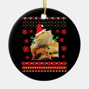 Bearded Dragon Ugly Christmas Sweater  Ceramic Ornament