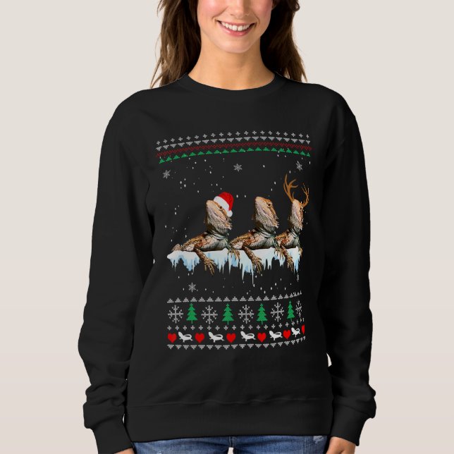 Bearded Dragon Ugly Christmas Sweater Style Santa  (Front)