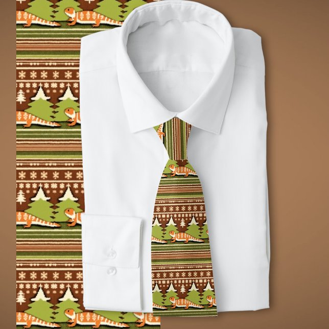 Bearded Dragon Ugly Sweater Christmas  Tie (The perfect gift for bearded dragon lovers. Ugly Christmas tie)