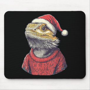 Bearded Dragon Ugly Sweater Santa Hat Christmas  Mouse Pad