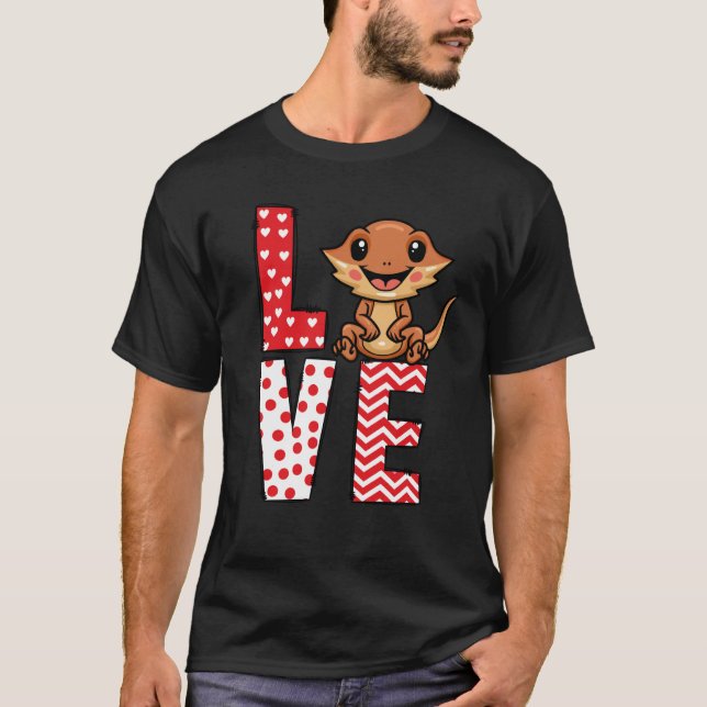 Bearded Dragon Valentines Day Love Valentine Cute  T-Shirt (Front)