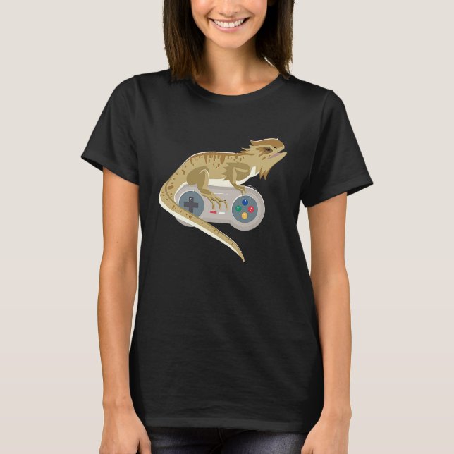 Bearded Dragon Video Game Controller Reptiles Game T-Shirt (Front)
