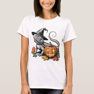 Bearded Dragon Witch and Pumpkin T-Shirt