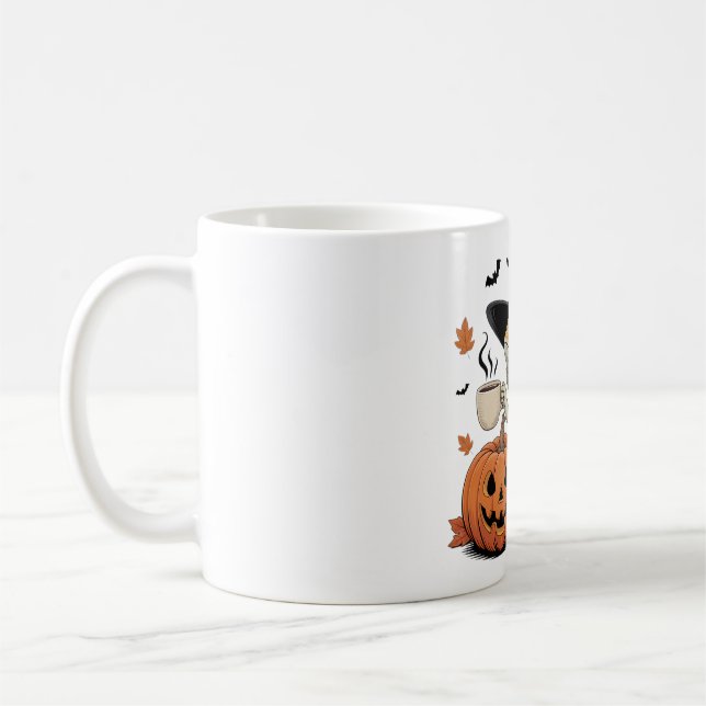 Bearded Dragon Witch Halloween Art Coffee Mug (Left)