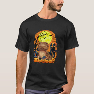 Bearded Dragon With Pumpkins Funny Scary Halloween T-Shirt