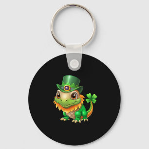 Bearded Dragon With Shamrock For Saint Patricks Da Key Ring