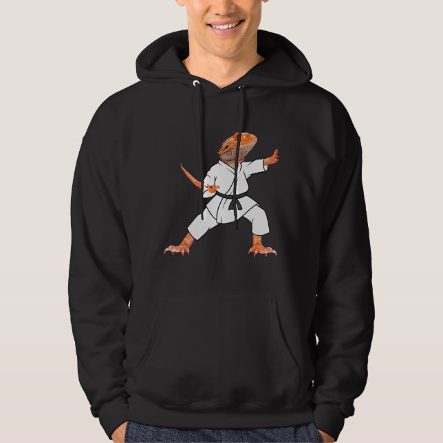 Bearded Dragons Doing Karate Samurai Ninja Lizard Hoodie (Front)