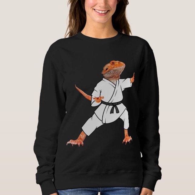 Bearded Dragons Doing Karate Samurai Ninja Lizard Sweatshirt (Front)