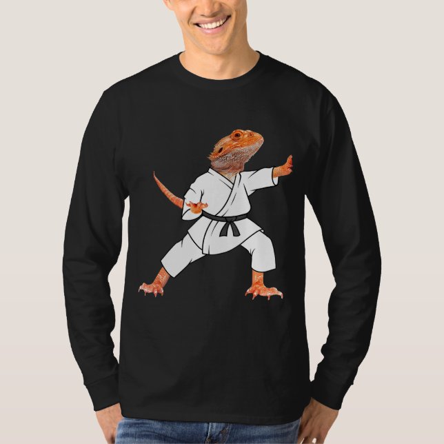 Bearded Dragons Doing Karate Samurai Ninja Lizard T-Shirt (Front)