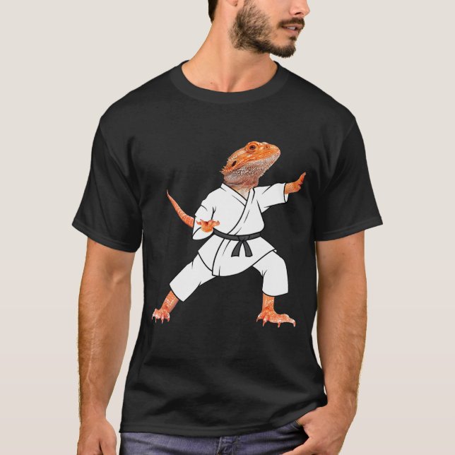 Bearded Dragons Doing Karate Samurai Ninja Lizard T-Shirt (Front)