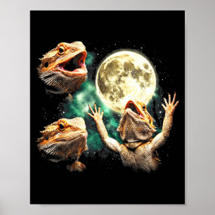 Bearded dragons moon vintage hwoling to the moon poster