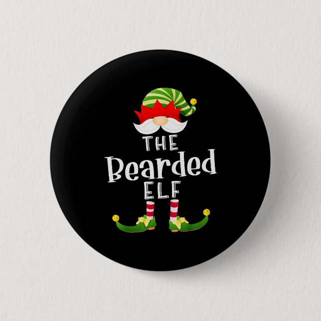 Bearded Elf Group Christmas Funny Pajama Party  6 Cm Round Badge (Front)