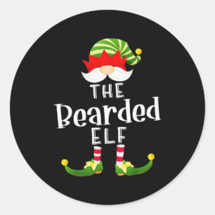 Bearded Elf Group Christmas Funny Pajama Party  Classic Round Sticker