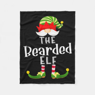Bearded Elf Group Christmas Funny Pajama Party Fleece Blanket