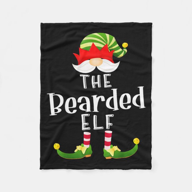 Bearded Elf Group Christmas Funny Pajama Party  Fleece Blanket (Front)