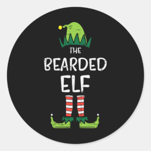 Bearded Elf Matching Christmas For Family Uncle Da Classic Round Sticker