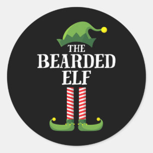 Bearded Elf Matching Family Group Christmas Party  Classic Round Sticker