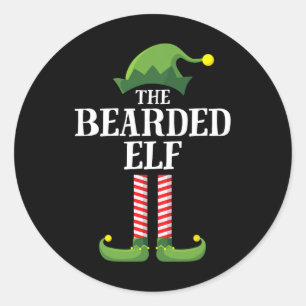 Bearded Elf Matching Family Group Christmas Party Classic Round Sticker