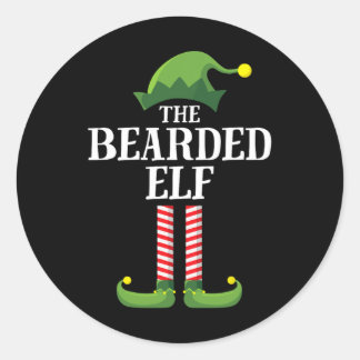 bearded elf matching family group christmas party classic round sticker