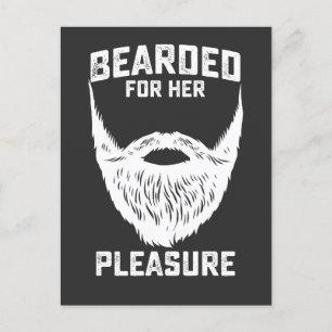 Bearded For Her Pleasure Funny Beard Man Invitation Postcard